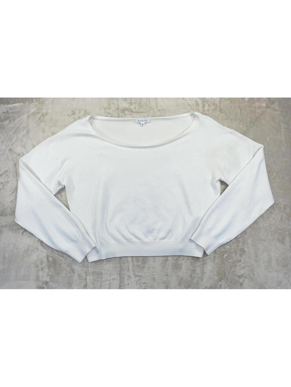 Guess Sweater Womens  XL Ivory White Boat Neck Dolman Cropped Pullover